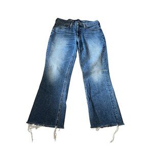 Madewell Demi Boot Crop‎ Jeans Size 30 Medium Wash Distressed Hem Denim Boho Y2K